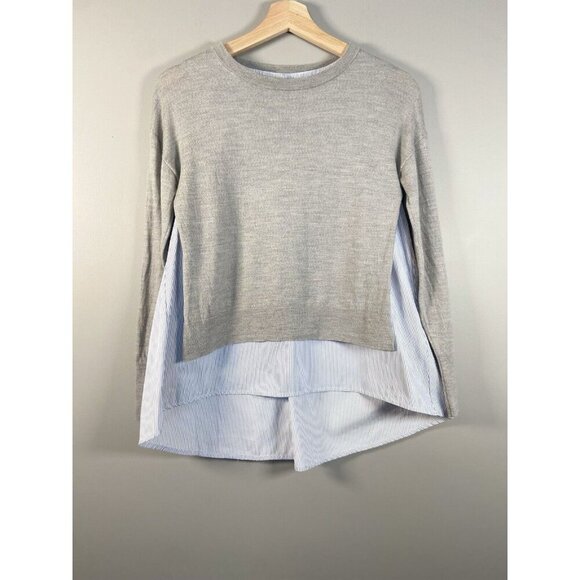 ESCADA Sport Gray Blue Virgin Wool Knit Long Sleeve Layered Sweater Size S Luxe - Picture 3 of 15
